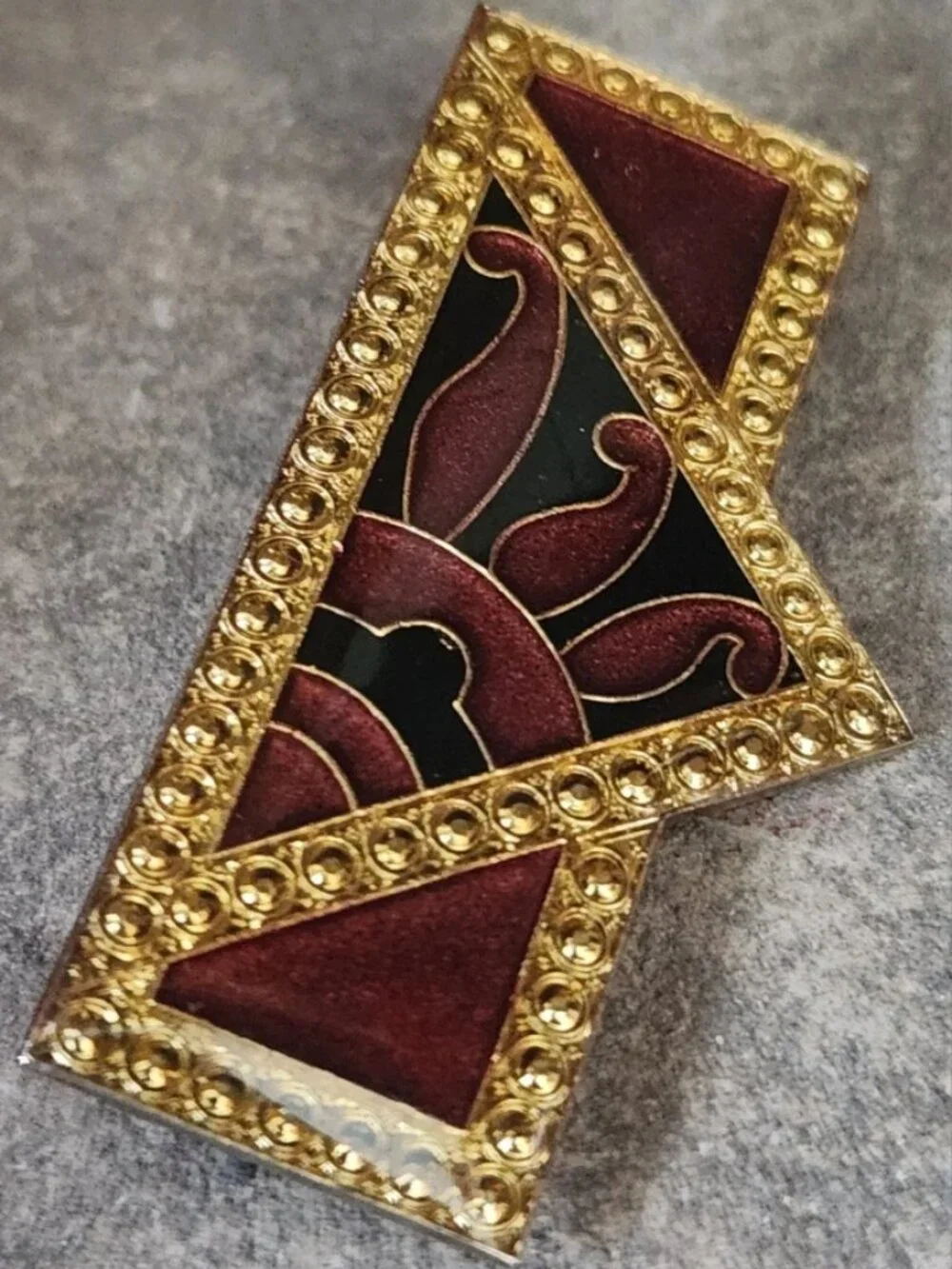 Vtg 1970s Pierre Bex Art Deco Revival Enamel Bar Brooch Pin Geometric Sun Motif - Picture 12 of 14
